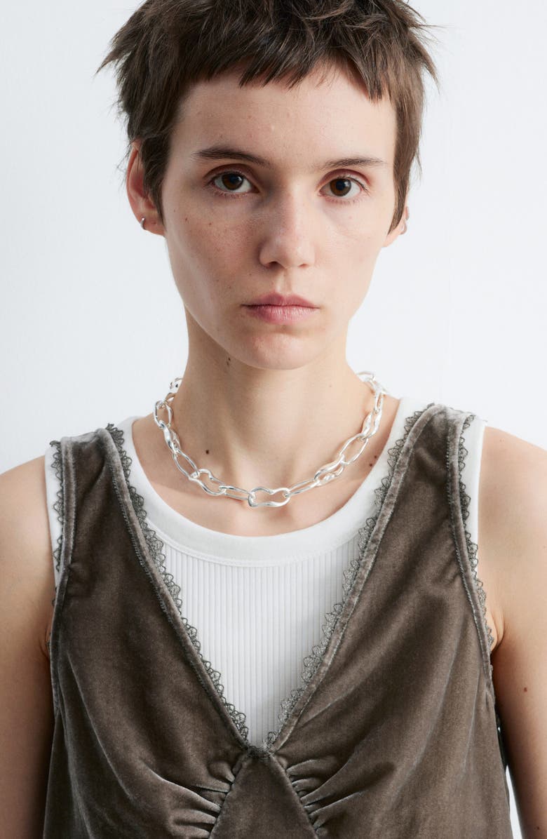 & Other Stories Lace Trim Velvet Tank, Alternate, color, Mole Dark