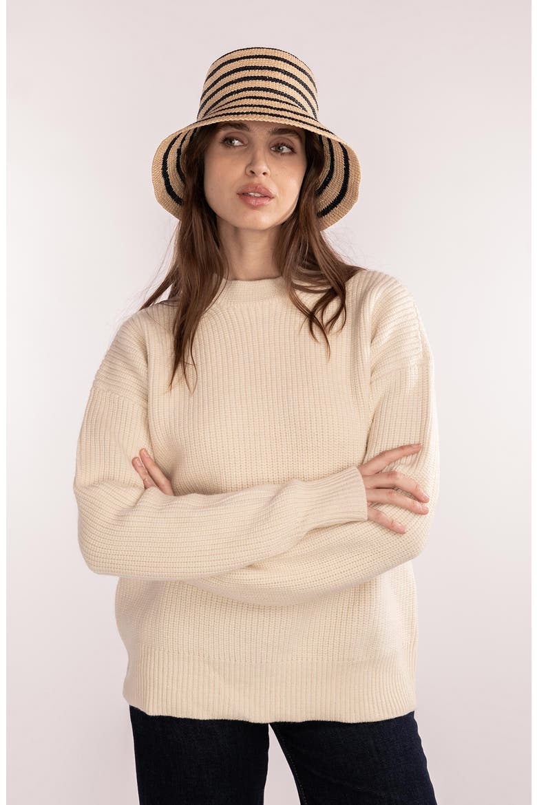 Harbor Straw Bucket Hat, Alternate, color, NAVY/ NATURAL