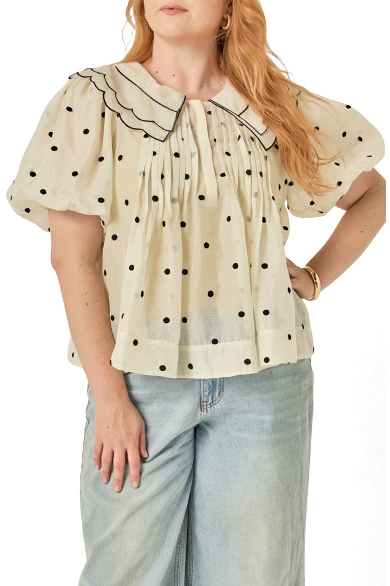 Scallop Collar Top, Main, color, CREAM