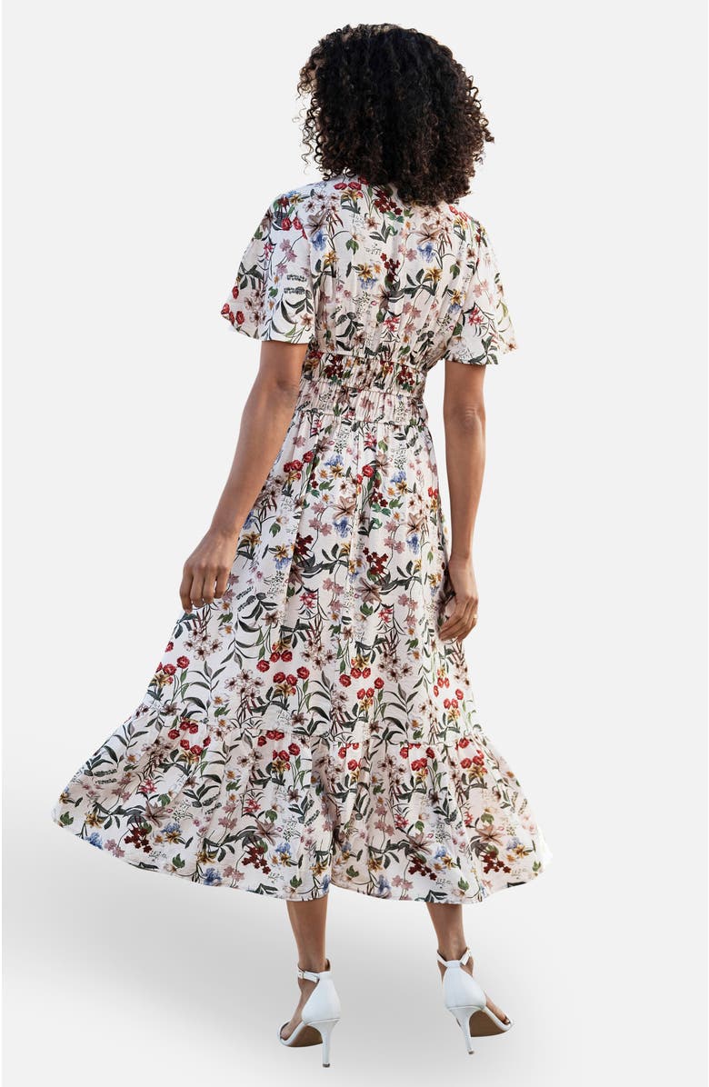Yumi Botanical Print Midi Dress, Alternate, color, Ivory