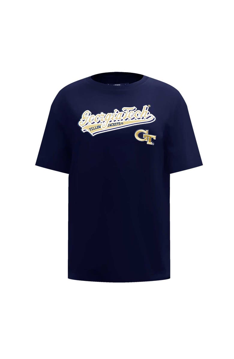 PRO STANDARD Women's Pro Standard Navy Georgia Tech Yellow Jackets Script Tail Oversized Boyfriend T-Shirt, Alternate, color, 