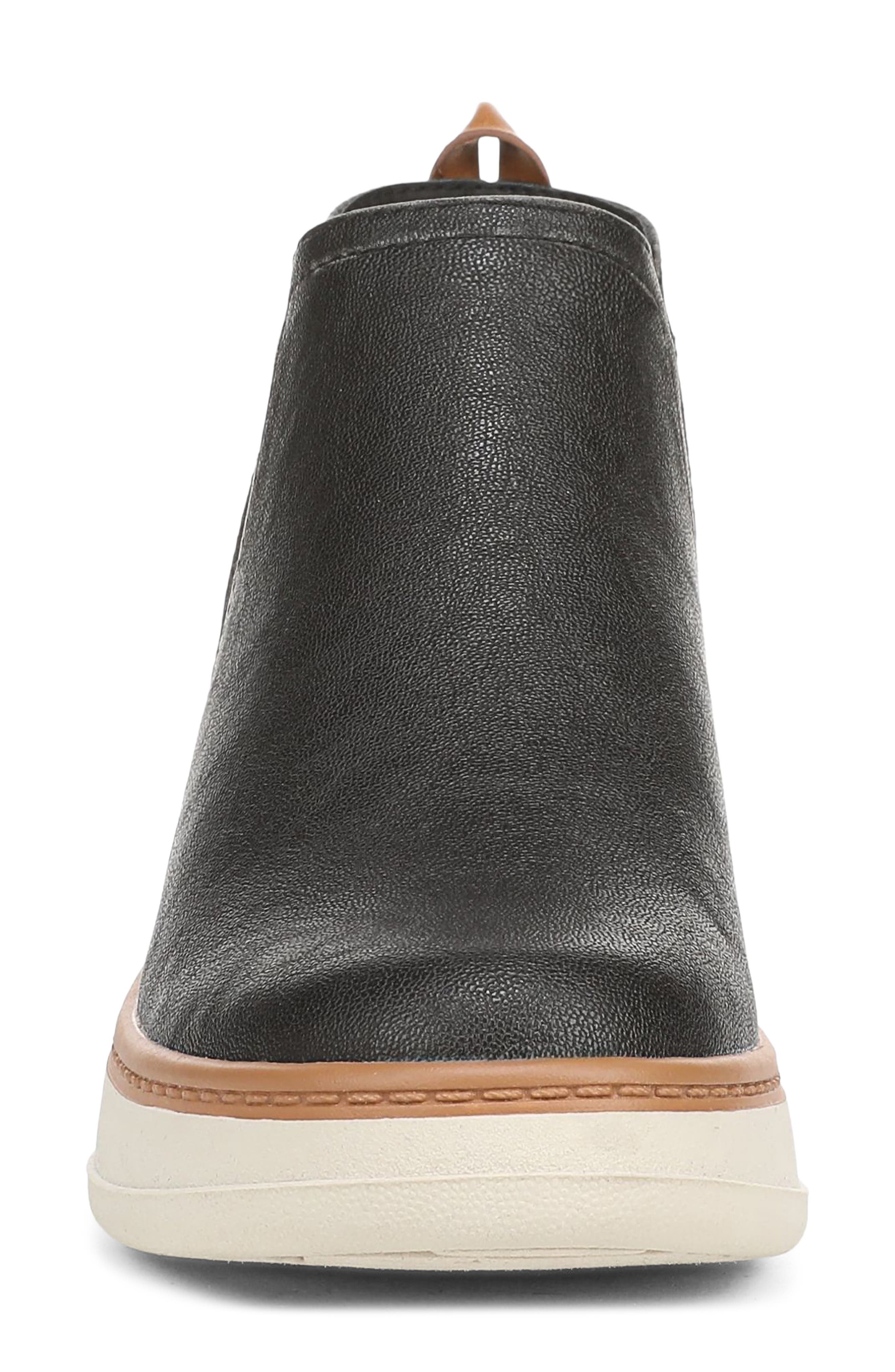 Charming Faux Leather Wedge Sneaker Bootie, Alternate, color, BLACK FAUX LEATHER