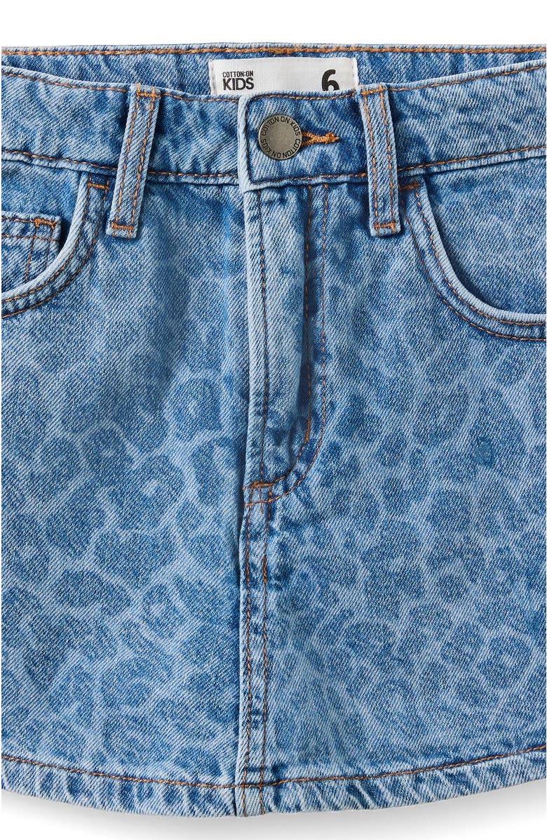 Cotton On Kids Kid's Alayna Aline Denim Skort, Alternate, color, Blue Haven Mid Blue Leopard