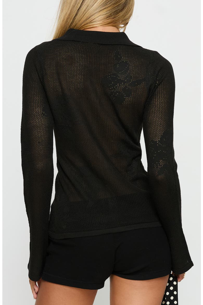 Marcita Floral Open Stitch Shirt, Alternate, color, BLACK