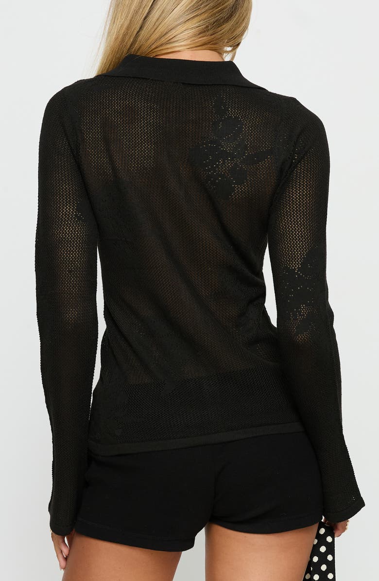 Princess Polly Marcita Floral Open Stitch Shirt, Alternate, color, Black