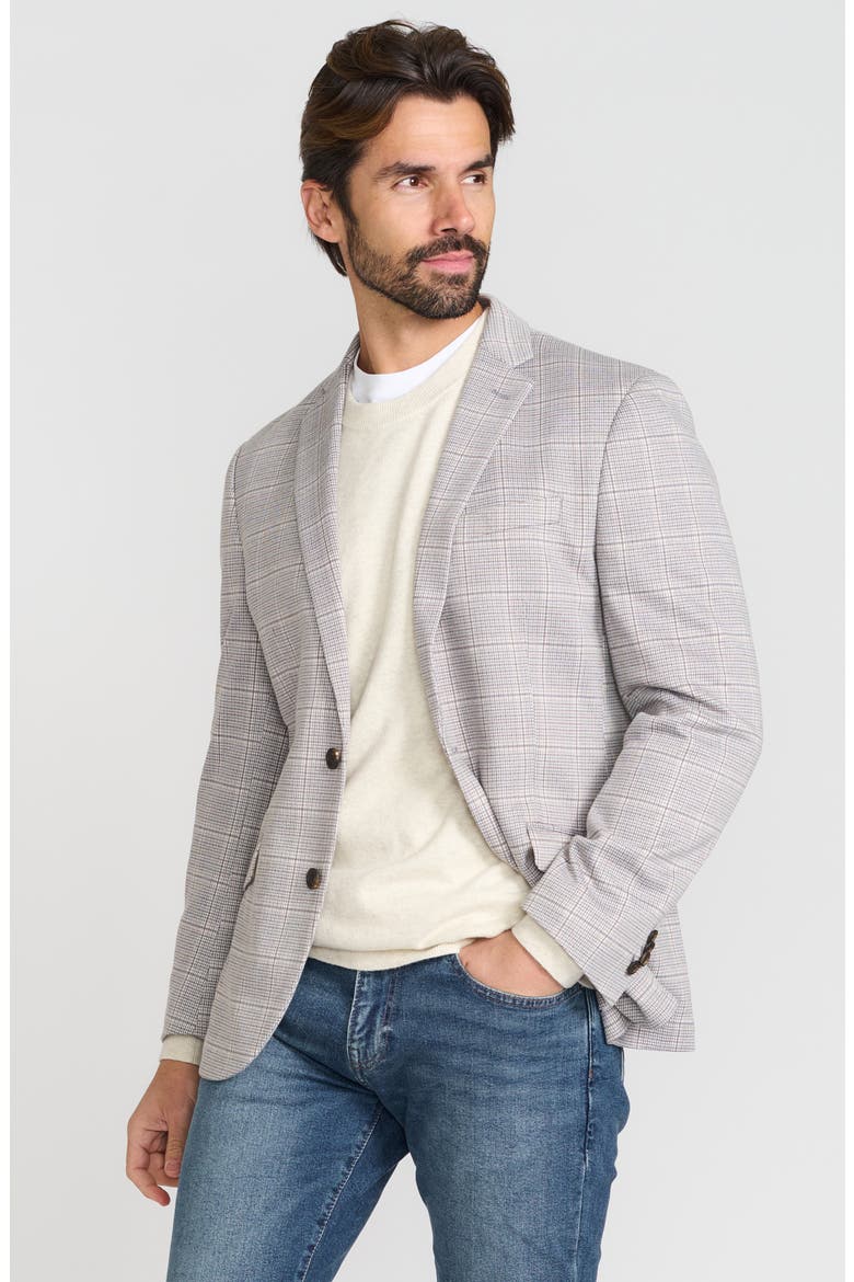Windowpane Plaid Knit Sport Coat, Alternate, color, GREY