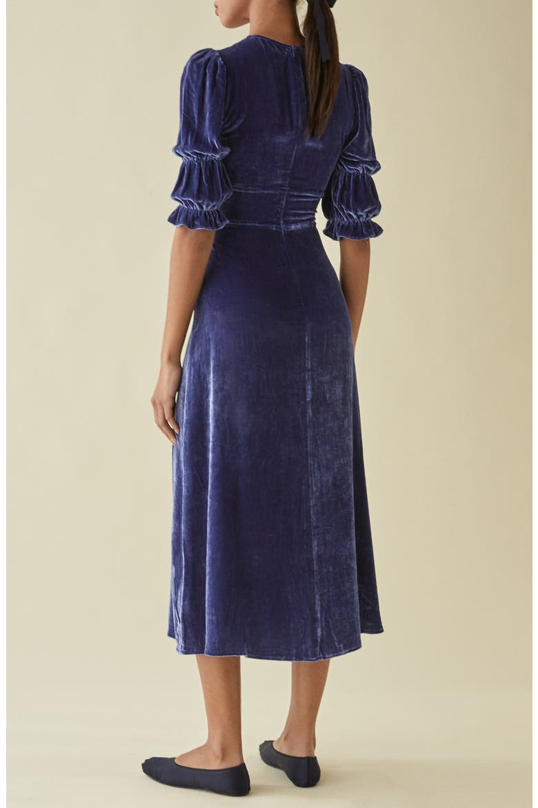 Maura Velvet Midi Dress, Alternate, color, DANUBE