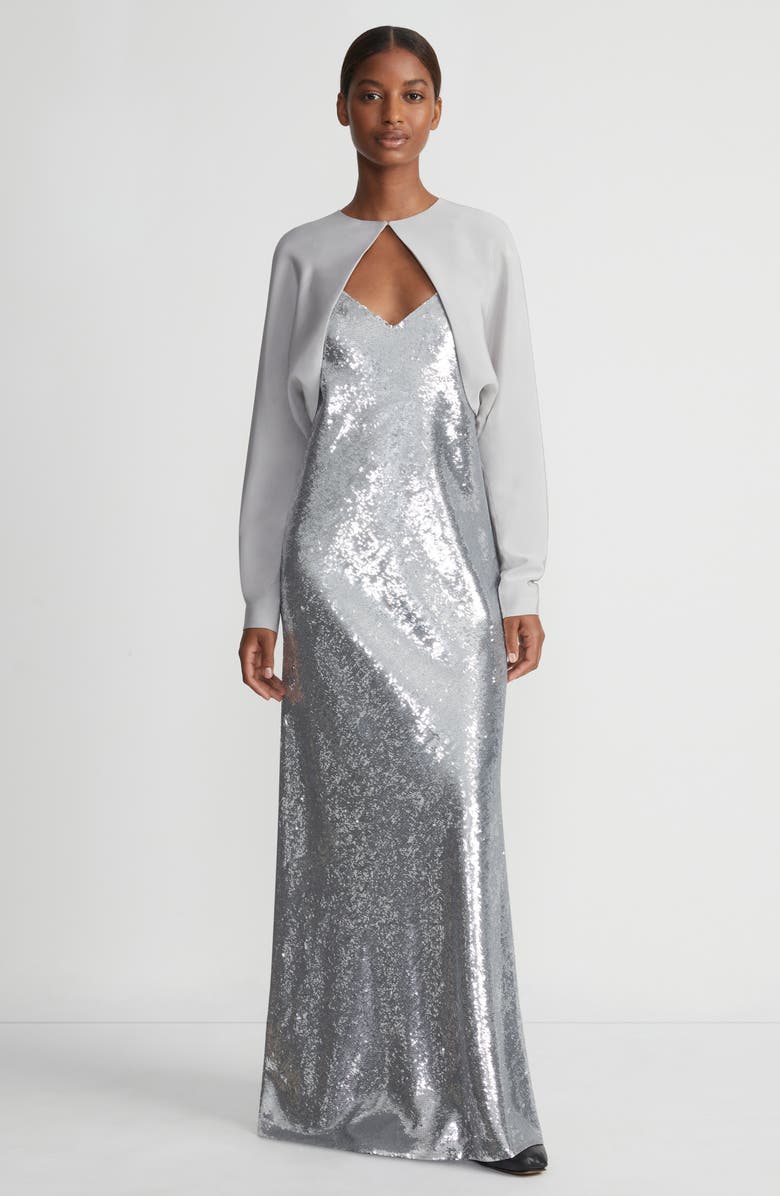 Lafayette 148 New York Eva Bias Cut Sequin Cocktail Slipdress, Alternate, color, 