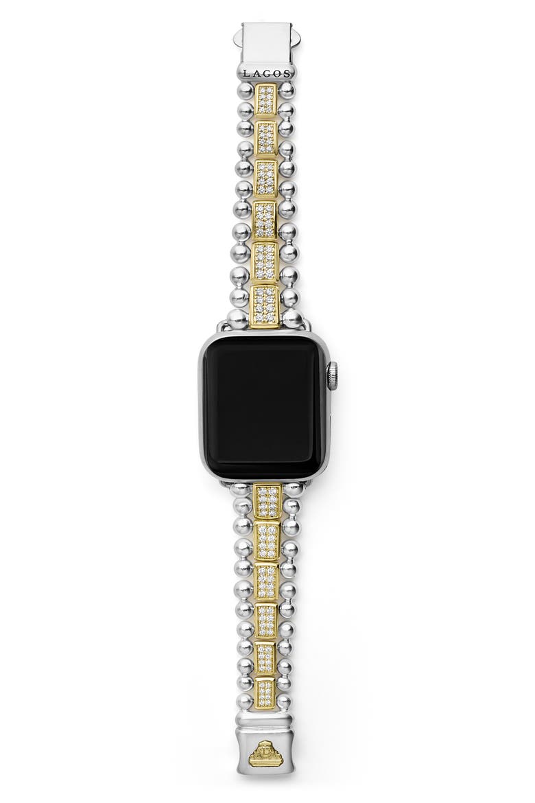 18K Gold & Sterling Silver Diamond Apple Watch® Watchband, Alternate, color, SILVER GOLD DIAMOND