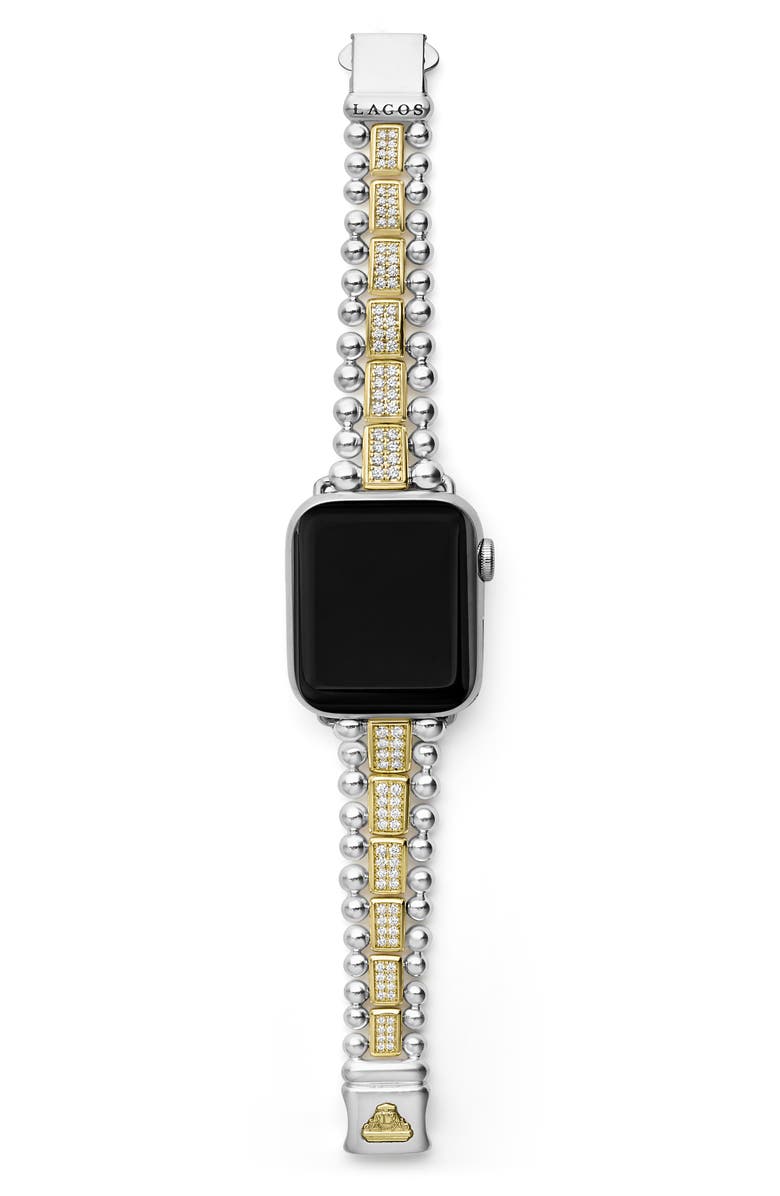 LAGOS 18K Gold & Sterling Silver Diamond Apple Watch<sup>®</sup> Watchband, Alternate, color, Silver Gold Diamond
