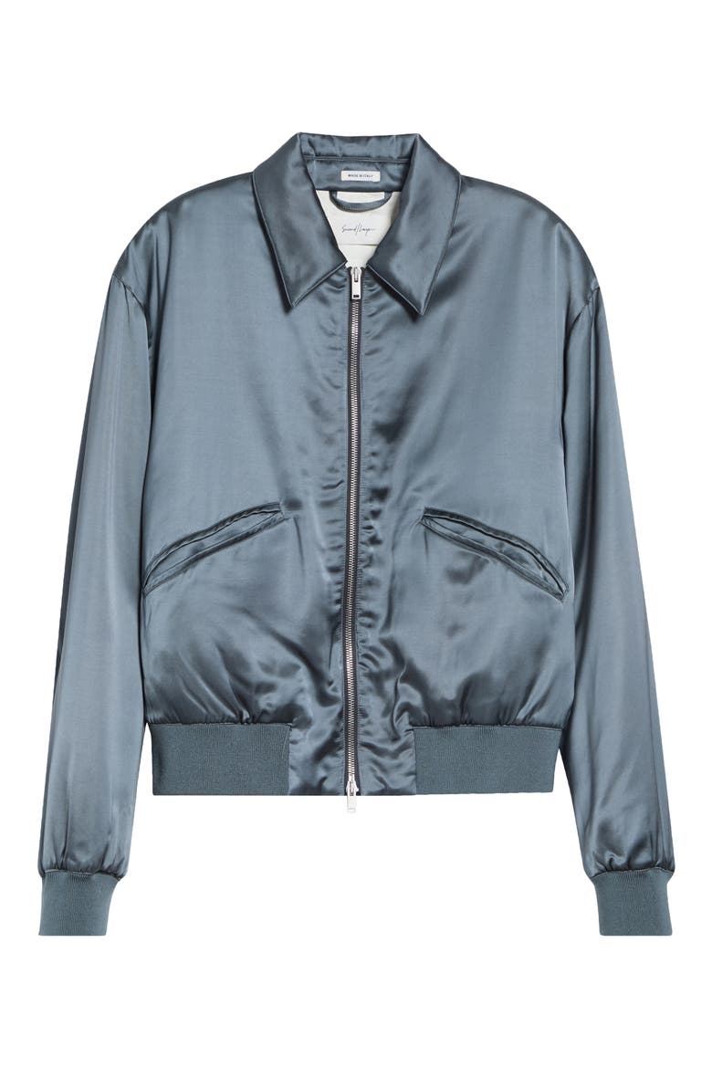 Aces Satin Club Jacket, Main, color, GRAY