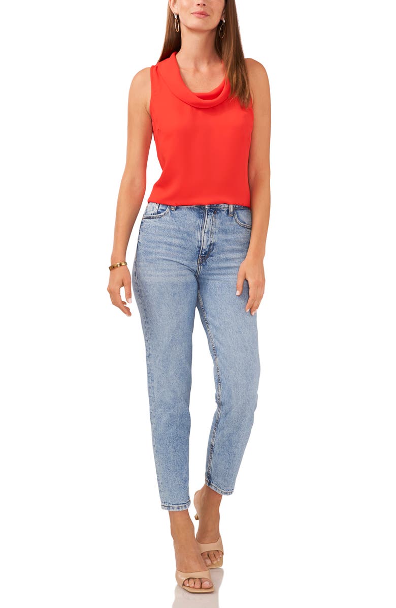 Vince Camuto Cowl Neck Sleeveless Blouse, Alternate, color, Tulip Red