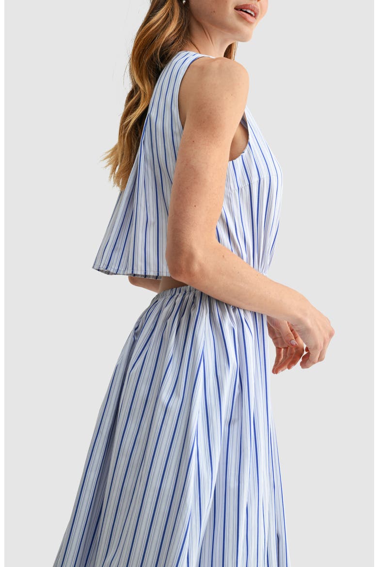Striped Sleeveless Midi Dress, Alternate, color, WHITE BLUE STRIPE