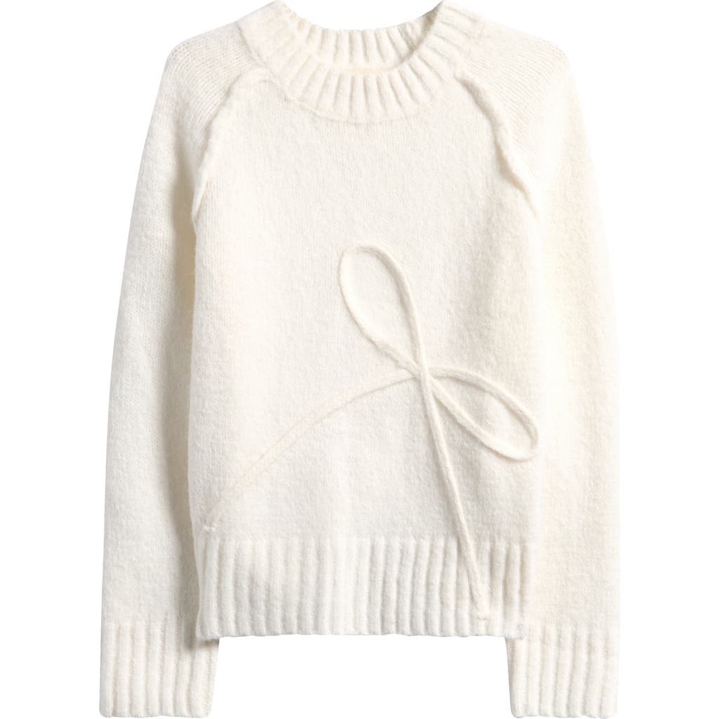 Margaux And Lexi Kids' Bow Soutache Pullover Sweater In White