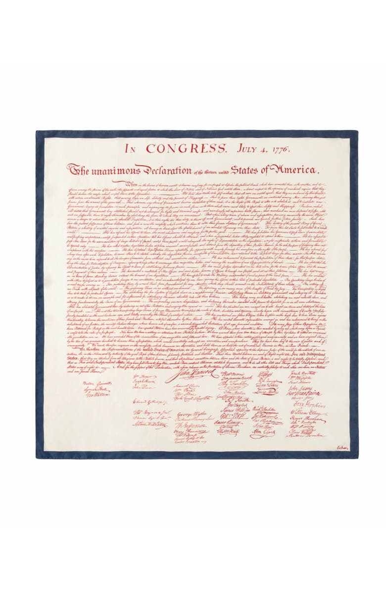 Echo Declaration Of Independence Silk Square, Main, color, Cream