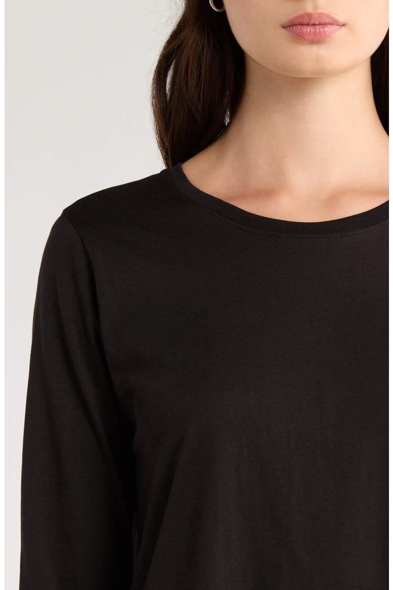 Long Sleeve Organic Cotton Jersey Top, Alternate, color, BLACK