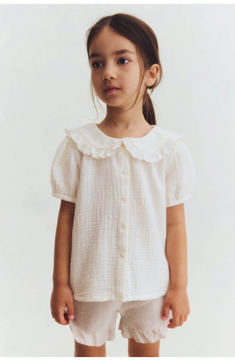 H&M Cotton Muslin Blouse, Alternate, color, Cream