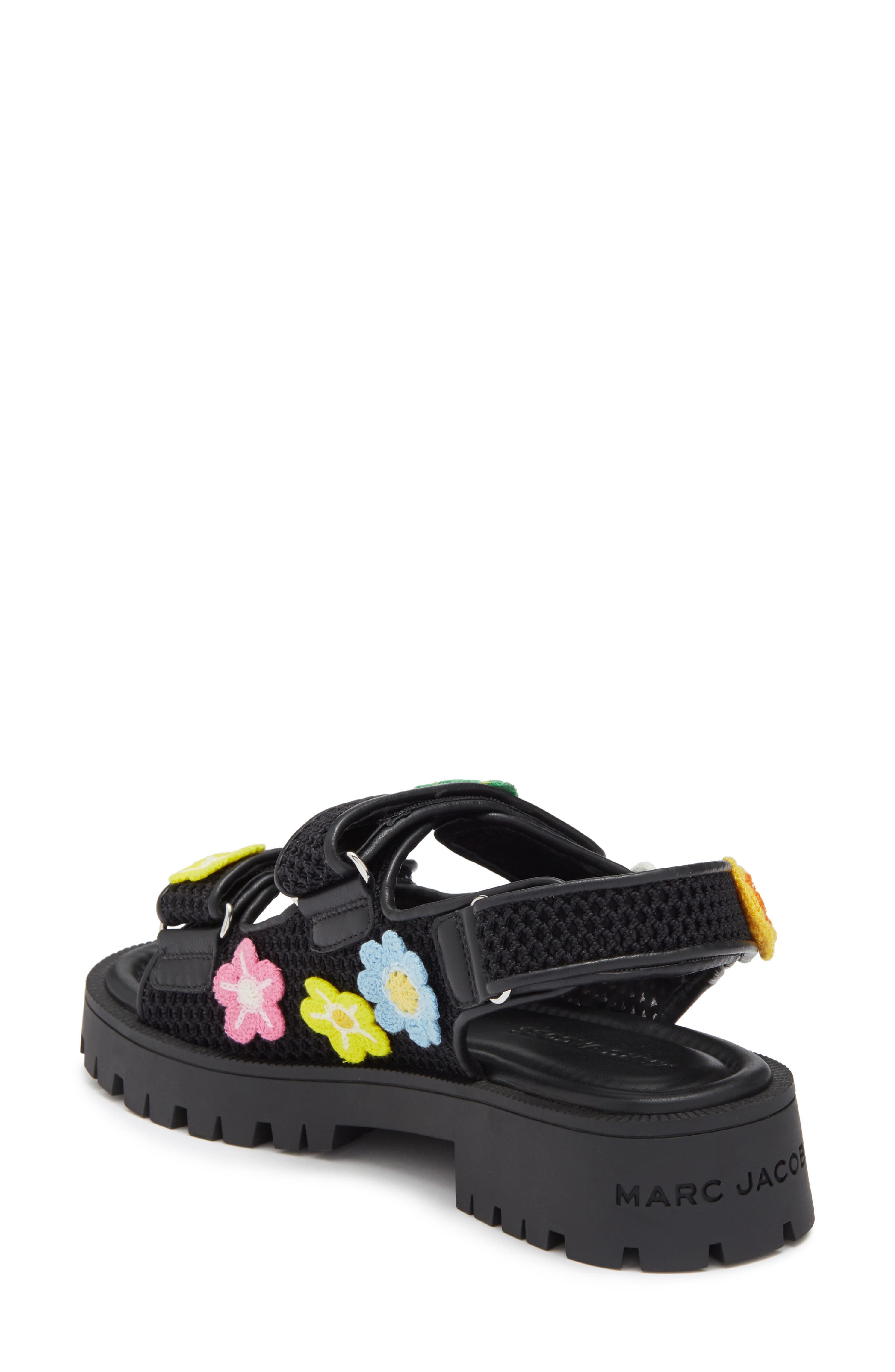 Marc Jacobs Crocheted Daisy Platform Sandal, Alternate, color, Black Multi