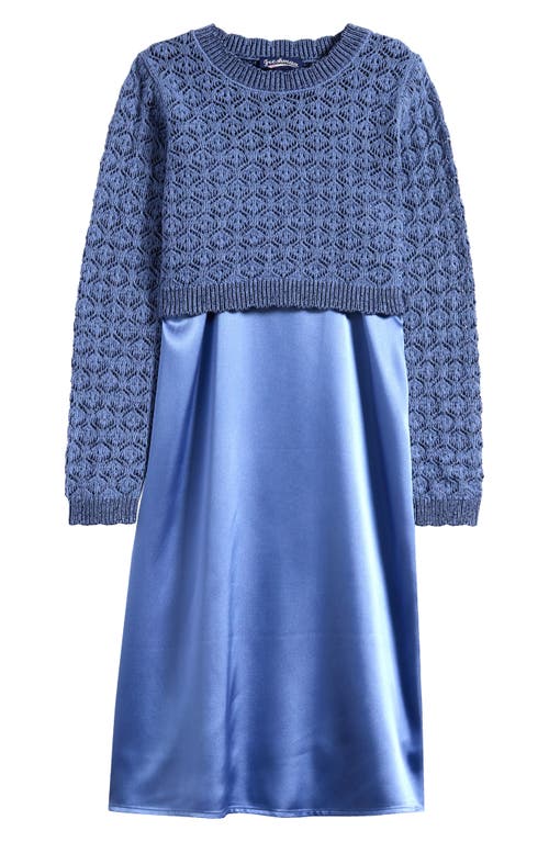 Shop Freshman Kids' Satin Slipdress & Sweater Set In Grape Mist