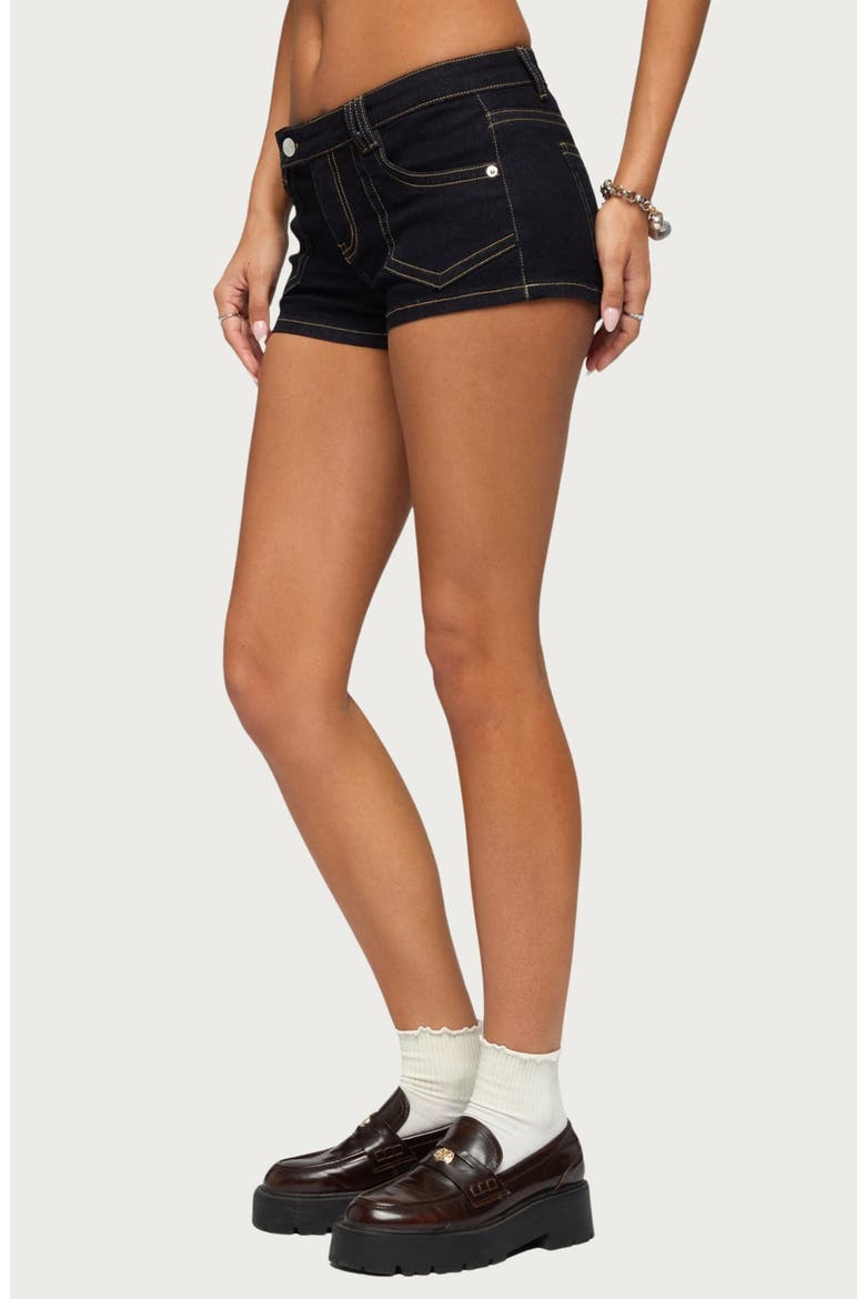 Quinne Contrast Stitch Denim Shorts, Alternate, color, BLUE