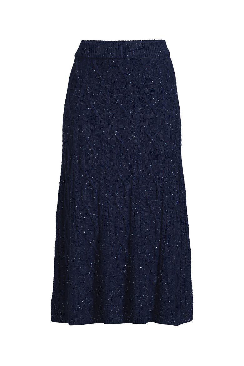 Cozy Lofty Cable Fluted Midi Sweater Skirt, Alternate, color, Deep Sea Navy Icy Donegal