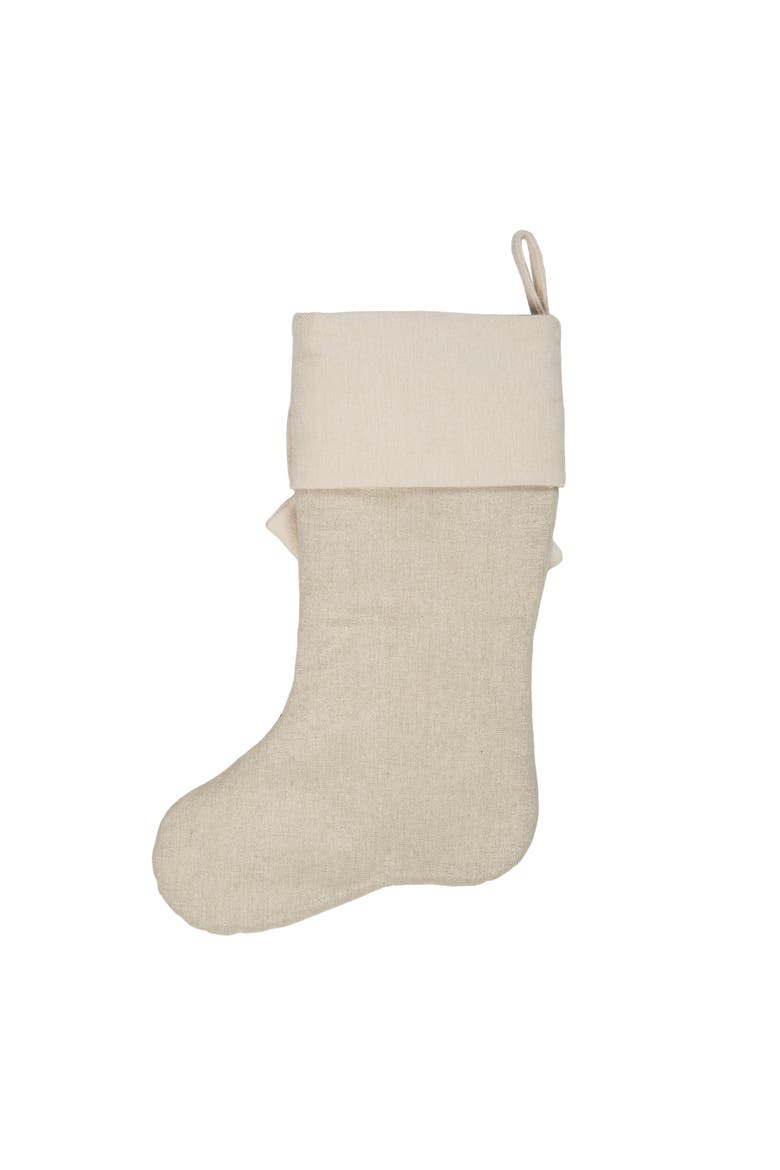 Fancy Beige Bow on Floral Botanical Christmas Tree Stocking, Alternate, color, Beige
