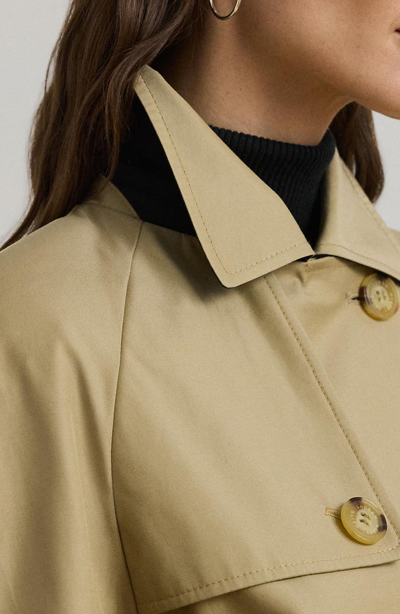 Lauren Ralph Lauren Cotton Blend Crop Trench, Alternate, color, Birch Tan