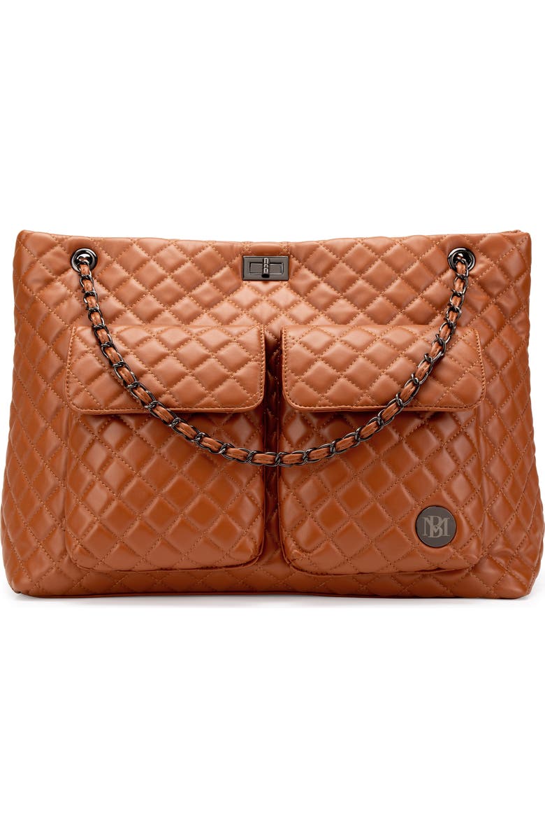 BADGLEY MISCHKA Diana Quilted Vegan Leather Weekender Duffel Bag, Main, color, Brown