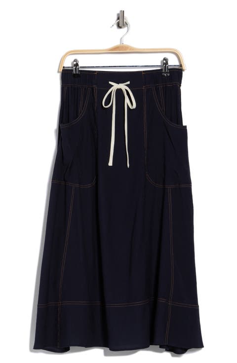 Topstitched A-Line Skirt