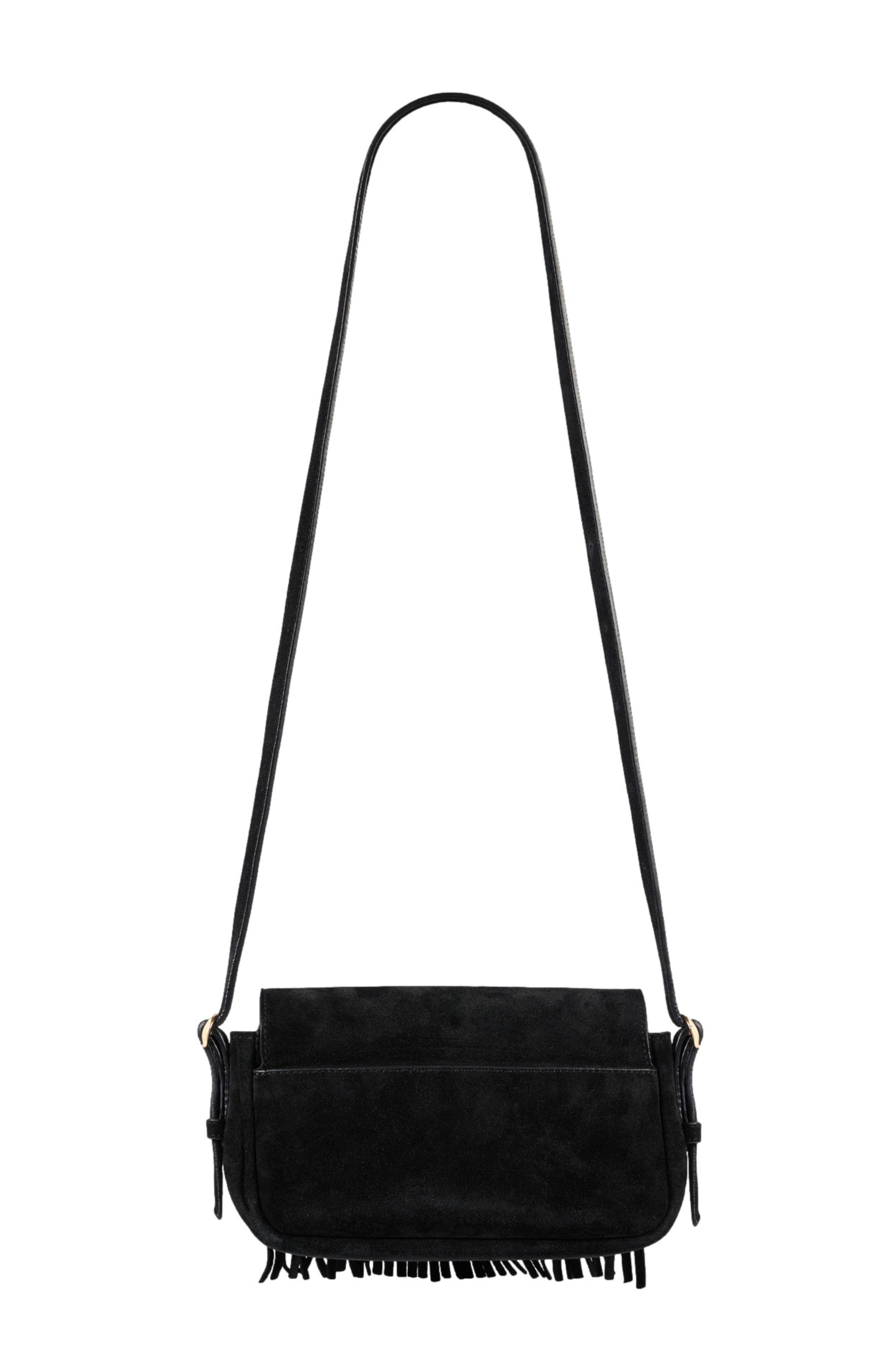 SANDRO Mini Mambo suede bag, Alternate, color, Black
