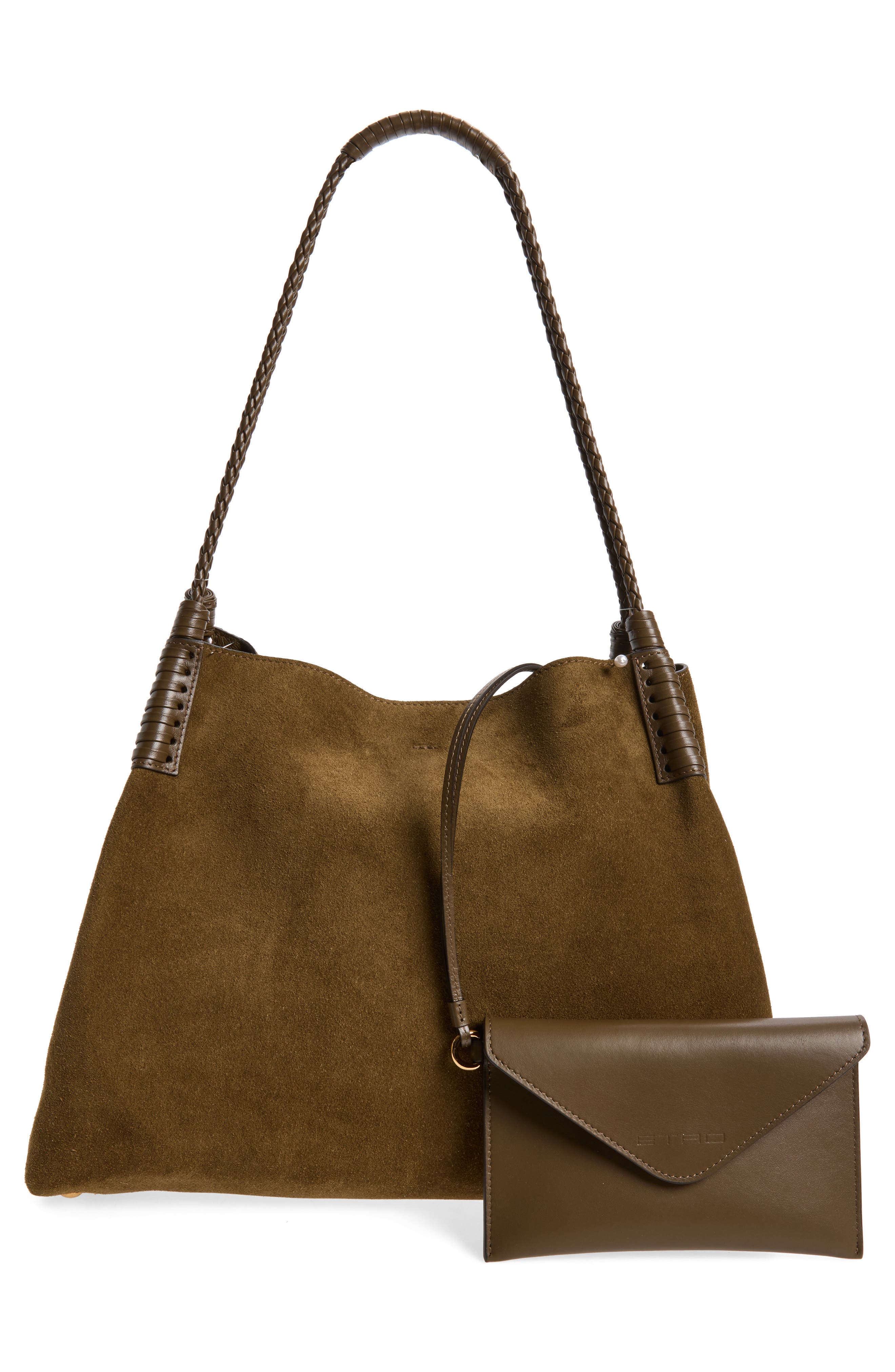 Medium Libra Suede Shopping Tote, Alternate, color, GREEN