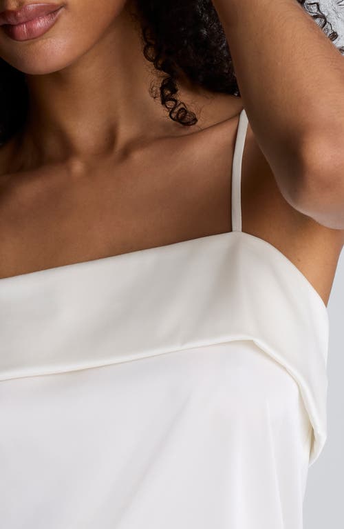 Kenneth Cole Satin Foldover Spaghetti Strap Cami In White