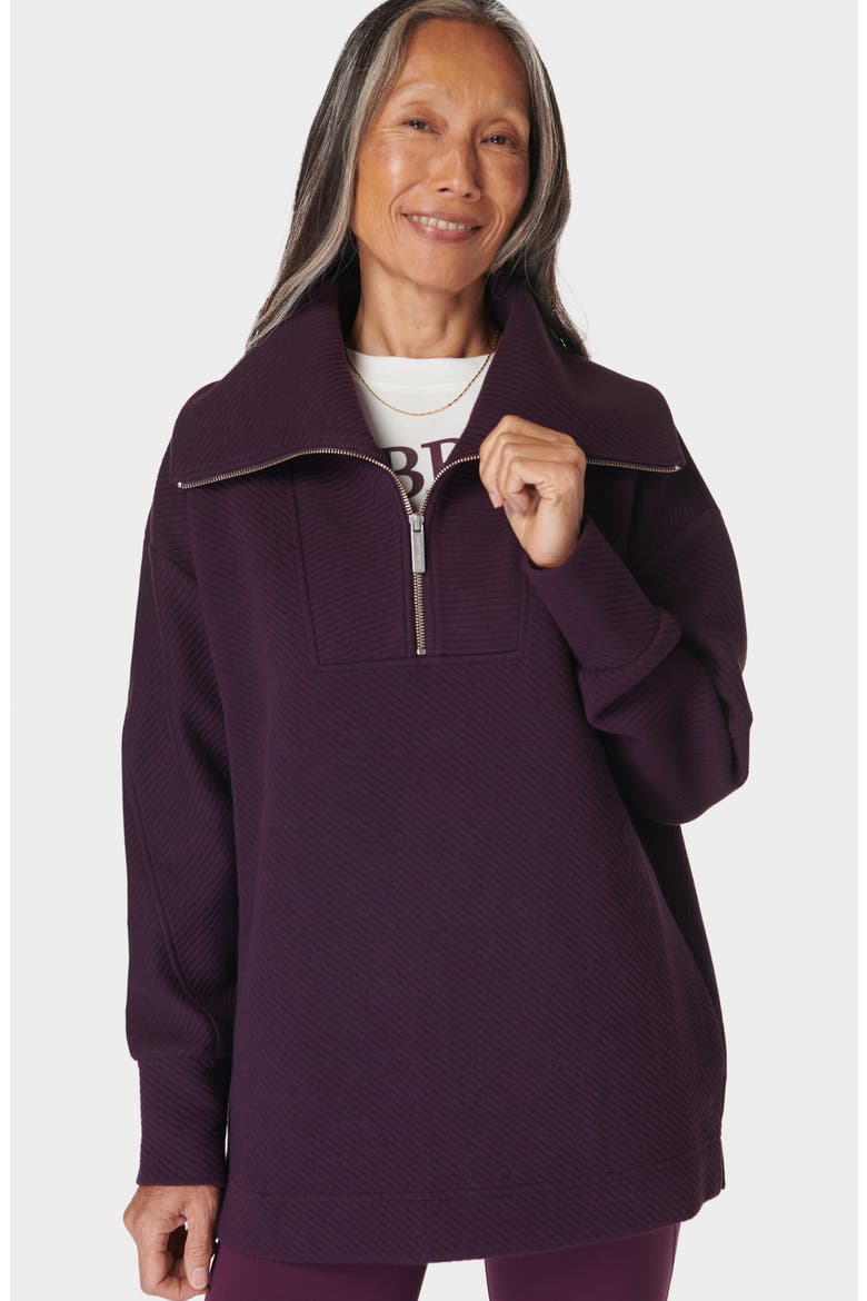 Radiant Oversize Half Zip Sweatshirt, Alternate, color, MIDNIGHT CHERRY PURPLE