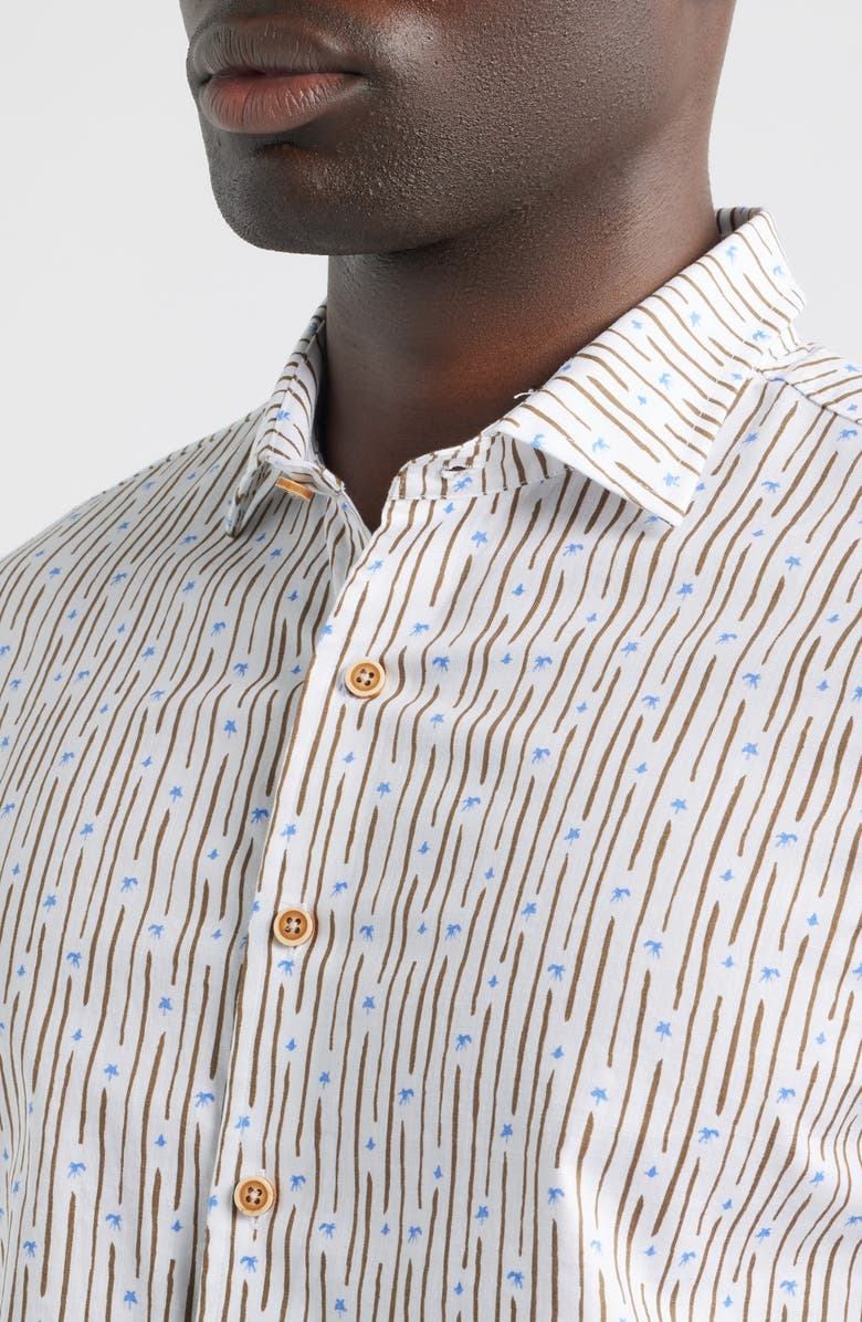 johnnie-O Pendola Stripe Short Sleeve Button-Up Shirt, Alternate, color, White