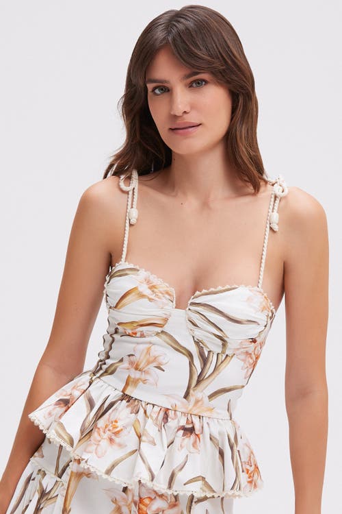 Patbo Botanic Retro Peplum Top In White