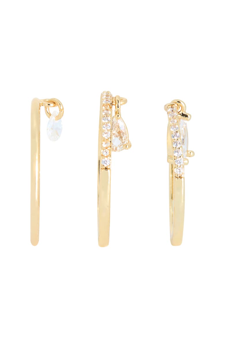 Set of 3 Cubic Zirconia Charm Stackable Rings, Alternate, color, CLEAR- GOLD