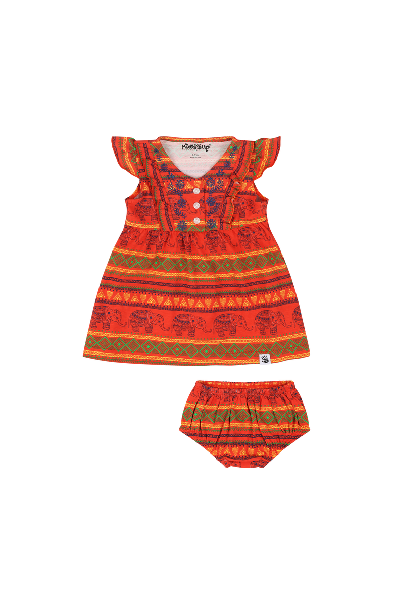 Mixed Up Clothing Baby Vestito Dress Set, Main, color, Jacquard Stripe