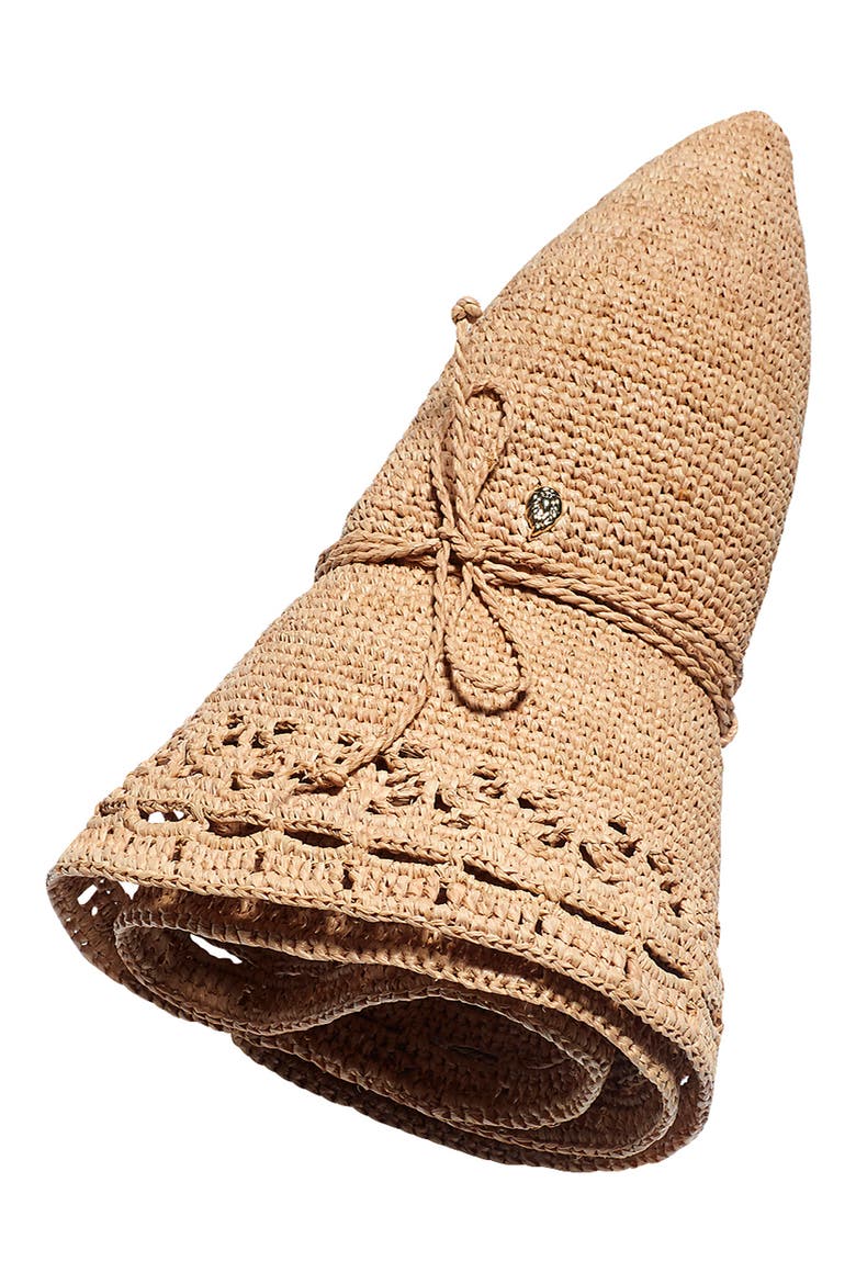 Martine Packable Upturn Raffia Hat, Alternate, color, NOUGAT