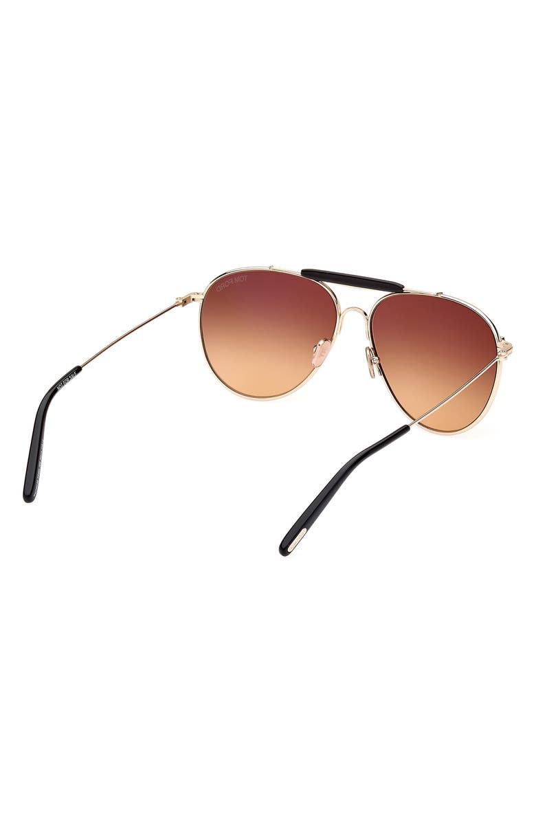 TOM FORD 59mm Pilot Sunglasses, Alternate, color, Gold / Brown