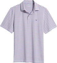 vineyard vines Stripe Sankaty Short Sleeve Performance Polo
