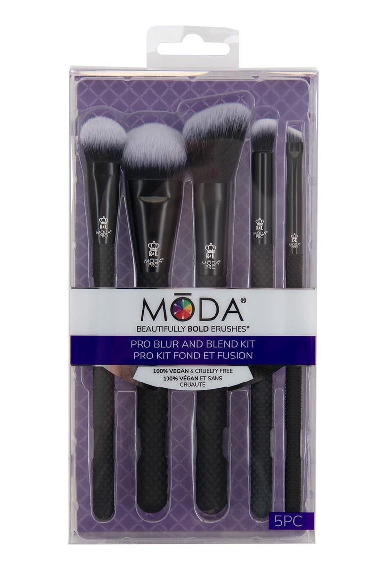 Pro Blur and Blend 5-Piece Makeup Brush Kit, Alternate, color, BLACK