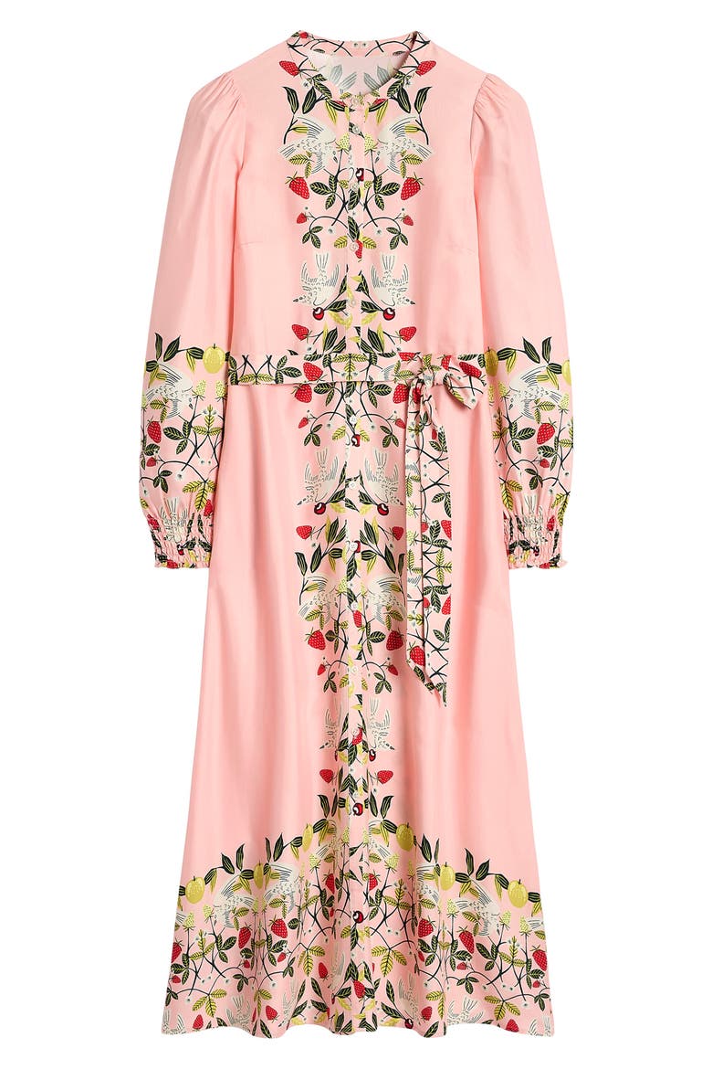 Ruby Botanical Print Long Sleeve Shirtdress, Alternate, color, PINK