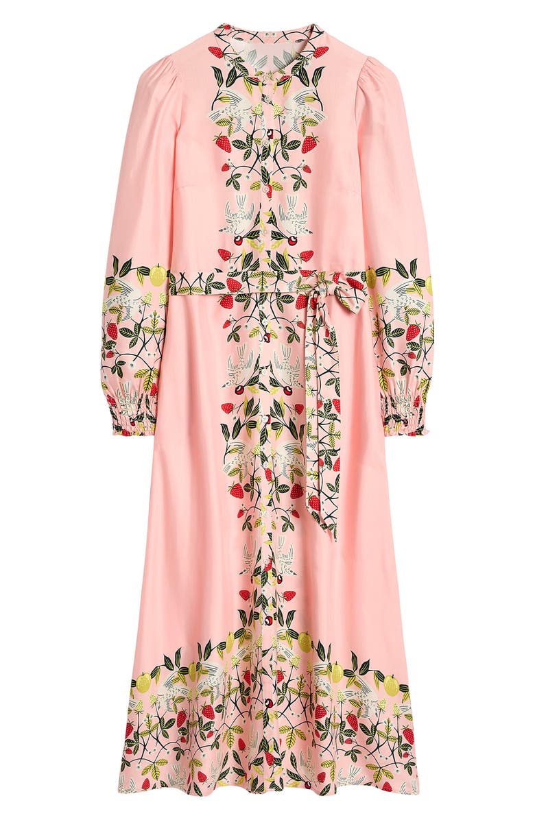 Boden Ruby Botanical Print Long Sleeve Shirtdress, Alternate, color, Pink