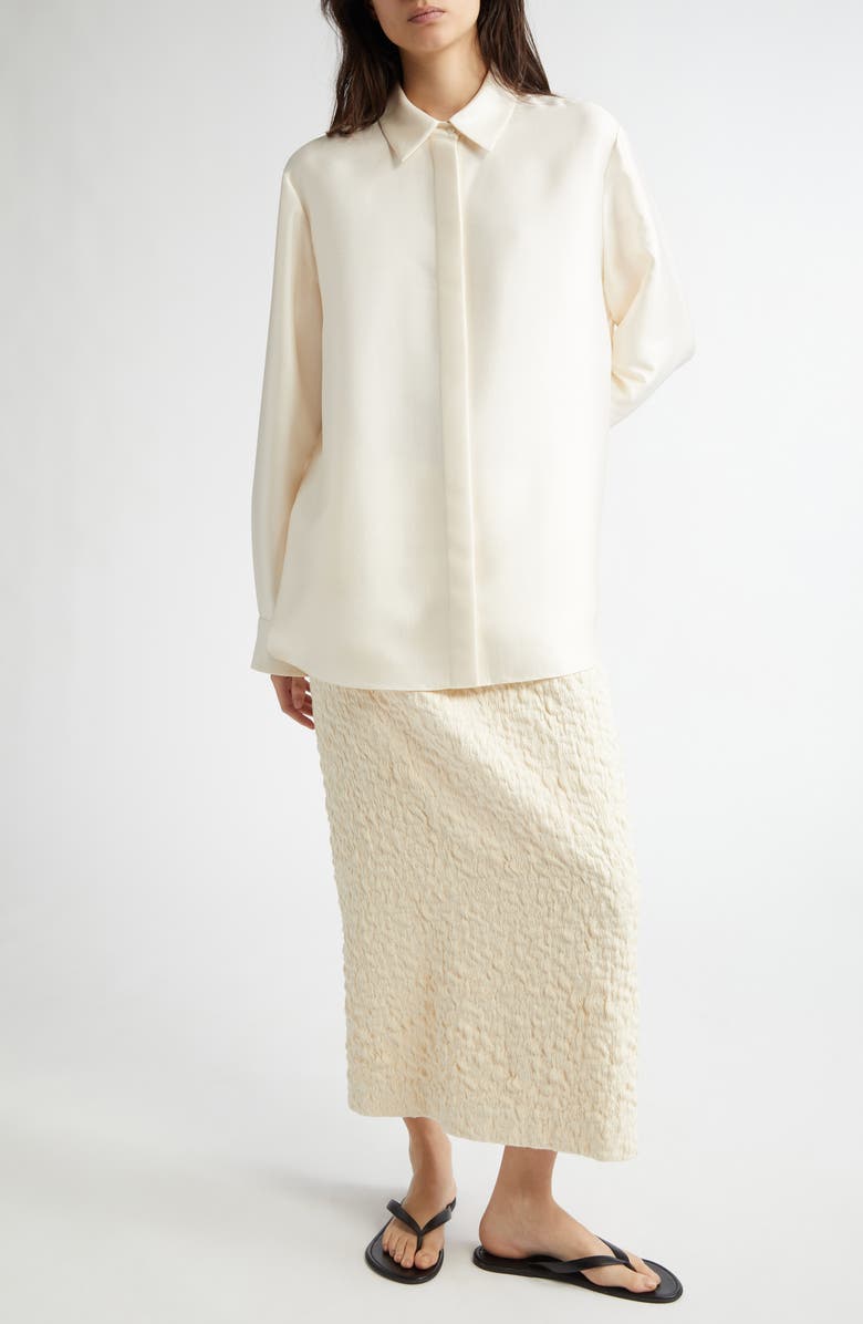 PARTOW Dahlia Silk Button-Up Shirt, Alternate, color, Ivory