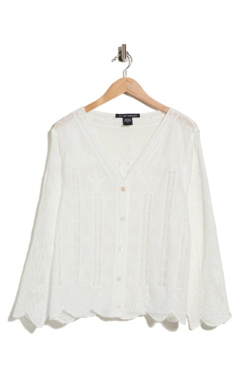 Lace Insert Cotton Shirt, Main, color, WHITE