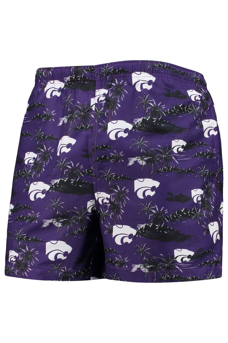 Men's FOCO Purple Kansas State Wildcats Island Palm Swim Trunks, Alternate, color, Purple