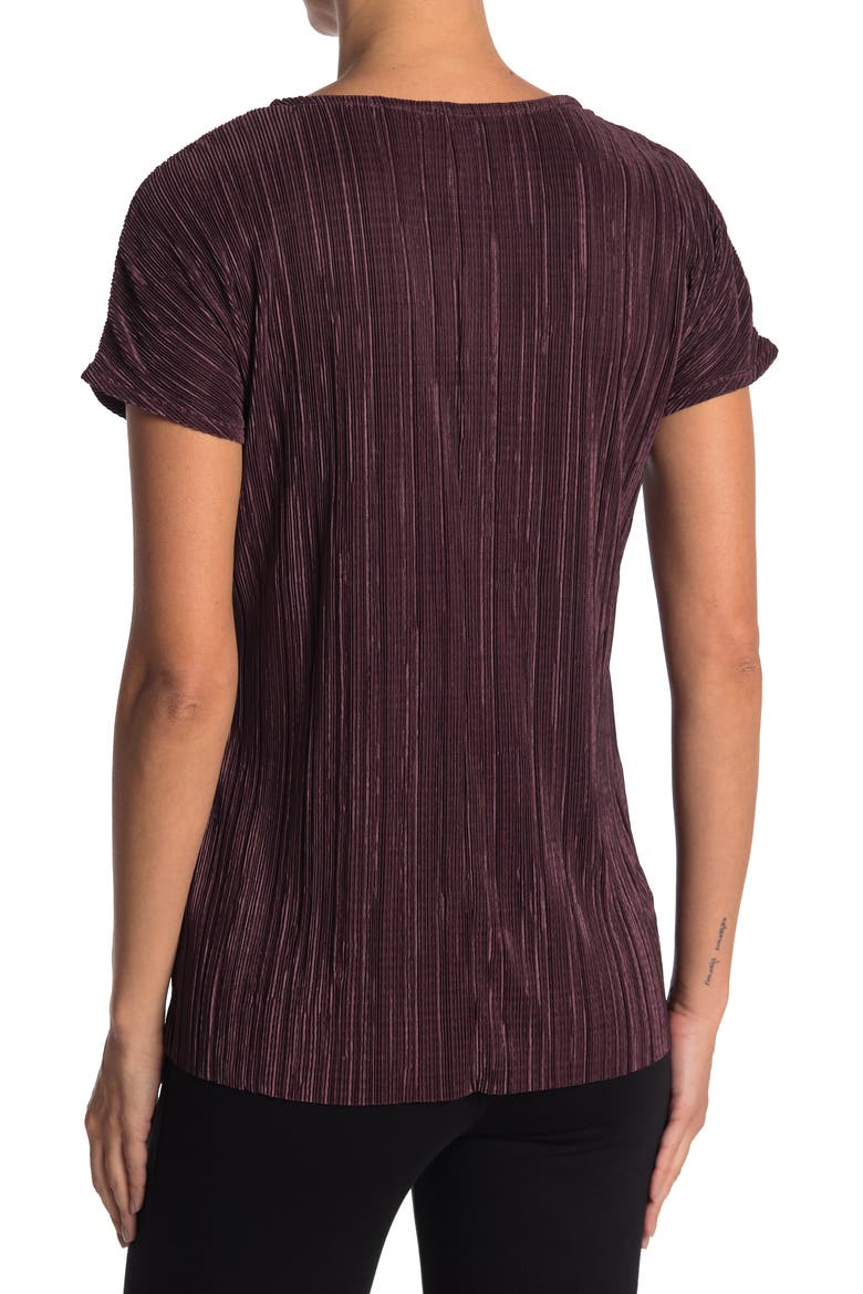14TH AND UNION Pleated Short Sleeve Top, Alternate, color, BURGUNDY FUDGE