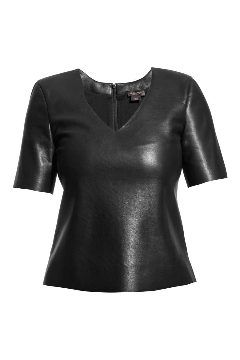 Felicity Recycled Leather V, Alternate, color, BLACK