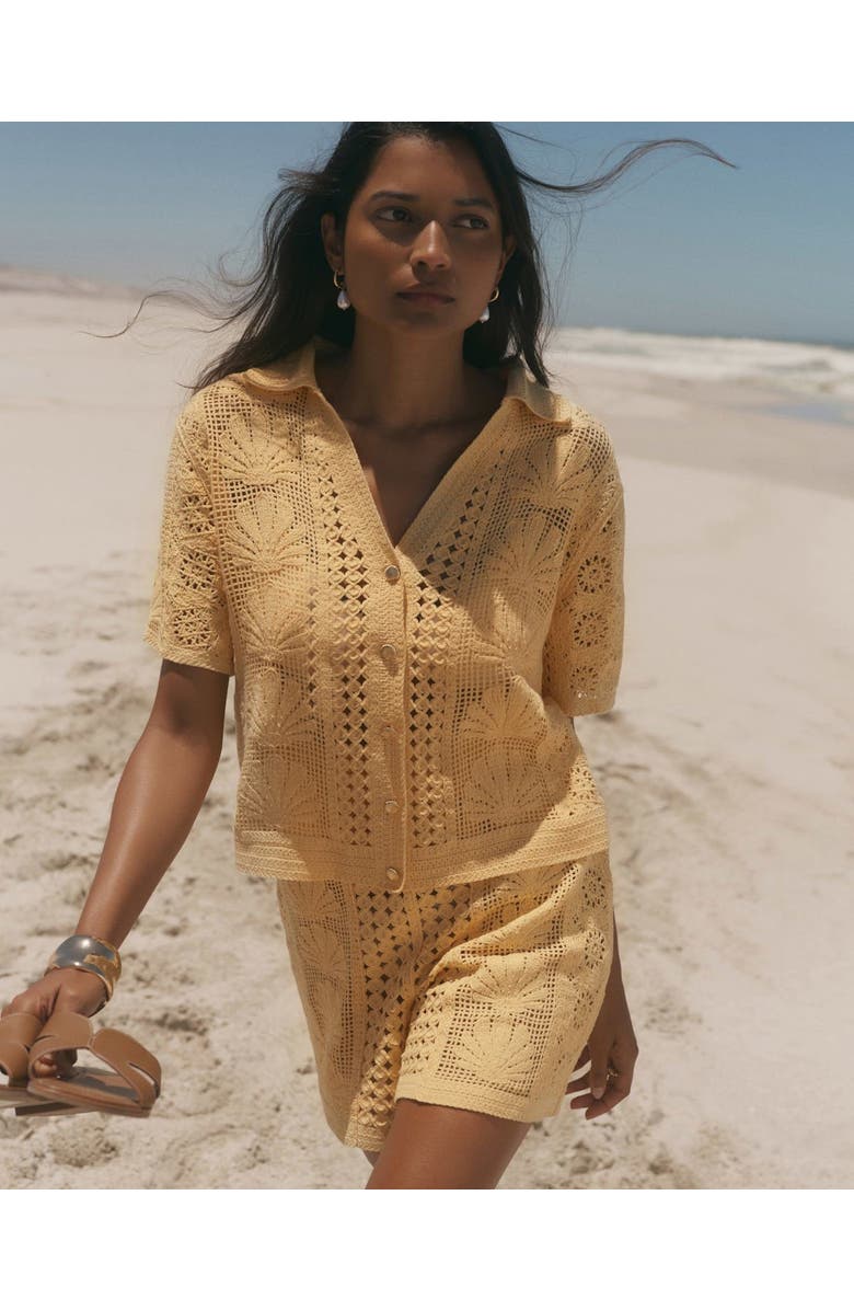 MINT VELVET Cotton Blend Crochet Shorts, Alternate, color, Yellow