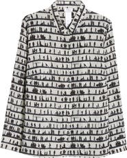Akris punto People Print Silk Crêpe de Chine Button-Up Shirt